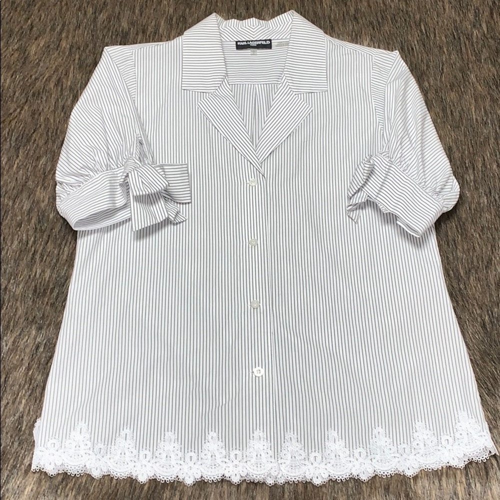 NWOT Karl Lagerfeld Striped Button Down Shirt (S)